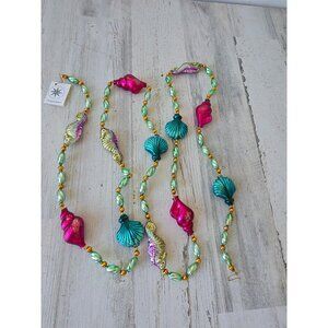 Vintage‎ radko seafoam seahorse Garland shell green glitter Xmas tree